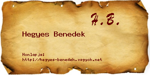 Hegyes Benedek névjegykártya